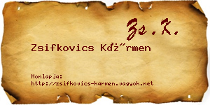 Zsifkovics Kármen névjegykártya